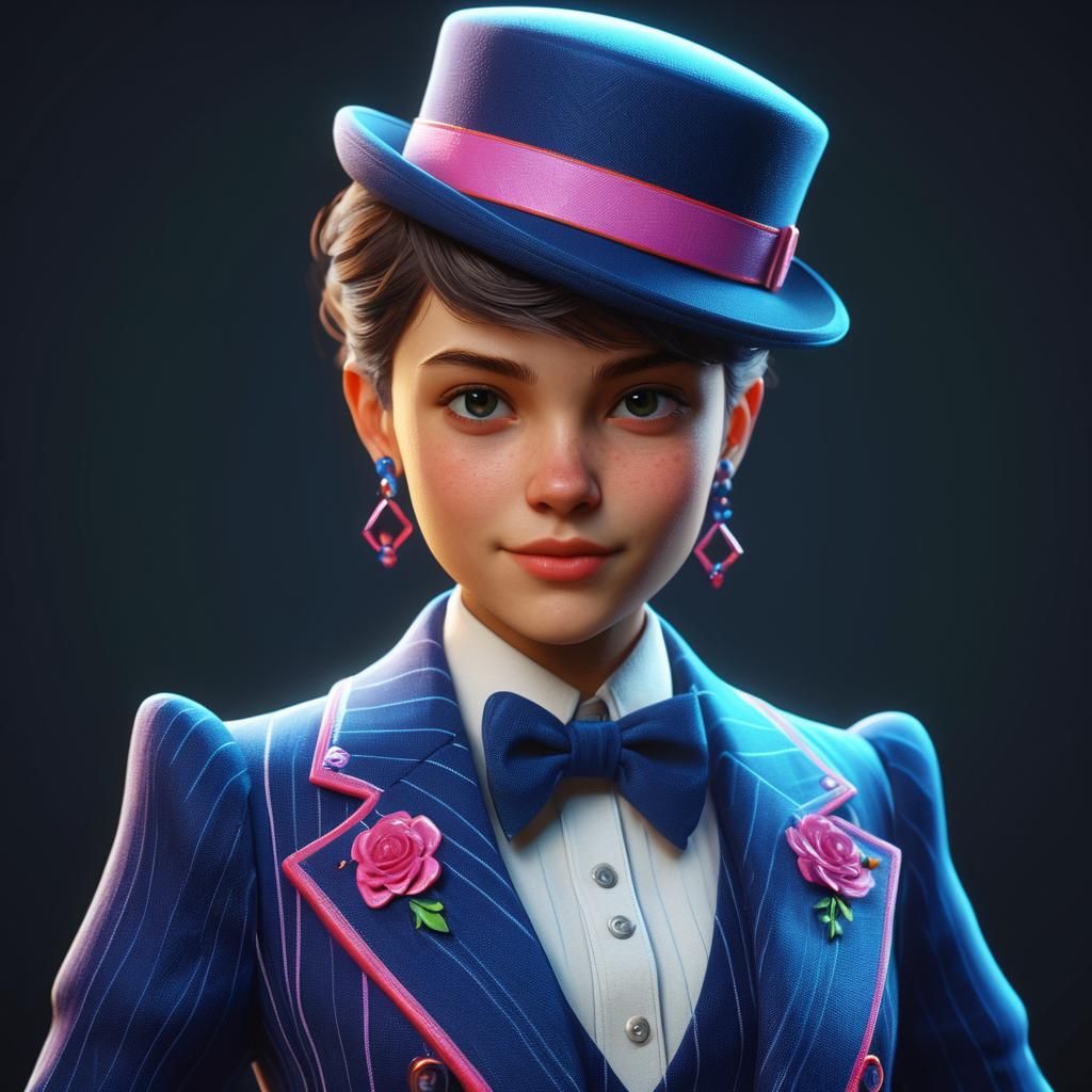 Vibrant 3D Render of Stylish Woman