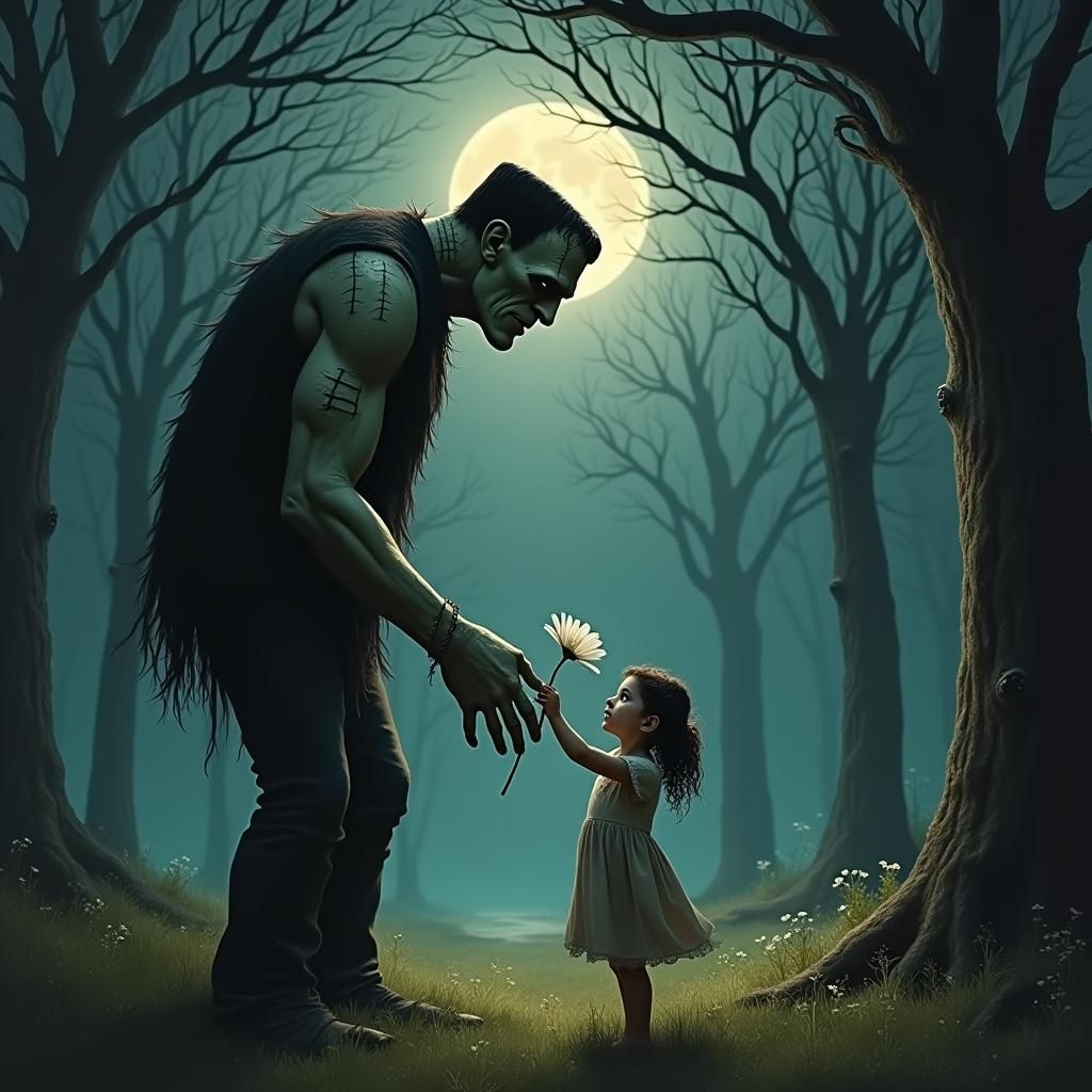 Frankenstein's Monster Offers a Flower