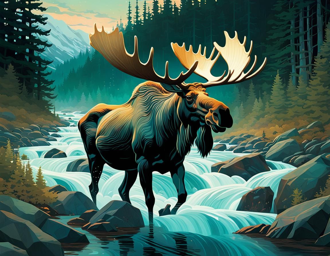 Ethereal Moose in British Columbia Forest