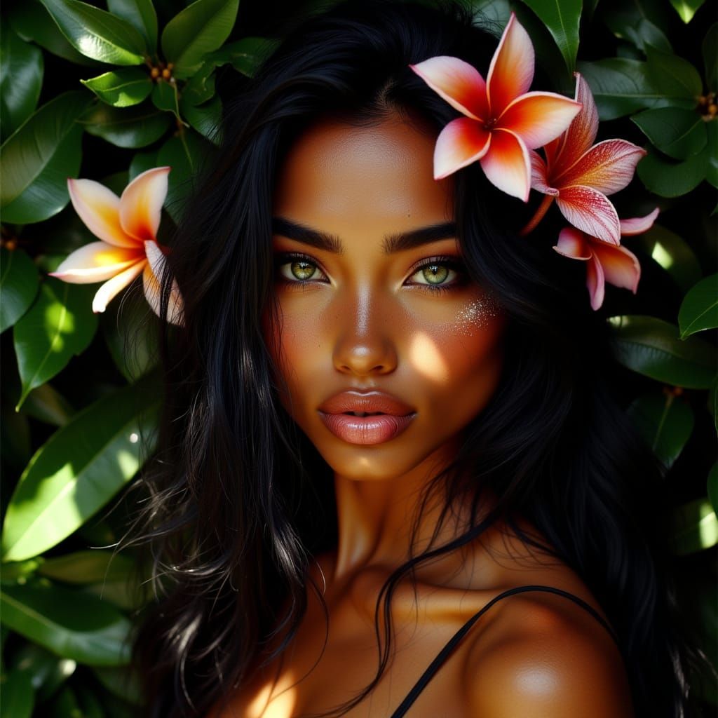 Polynesian Goddess in Tropical Paradise