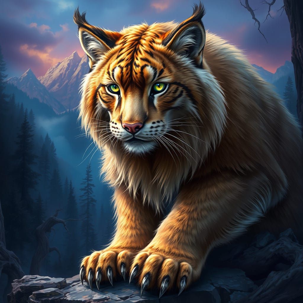 Majestic Grizzly Cat in Fantasy Concept Art