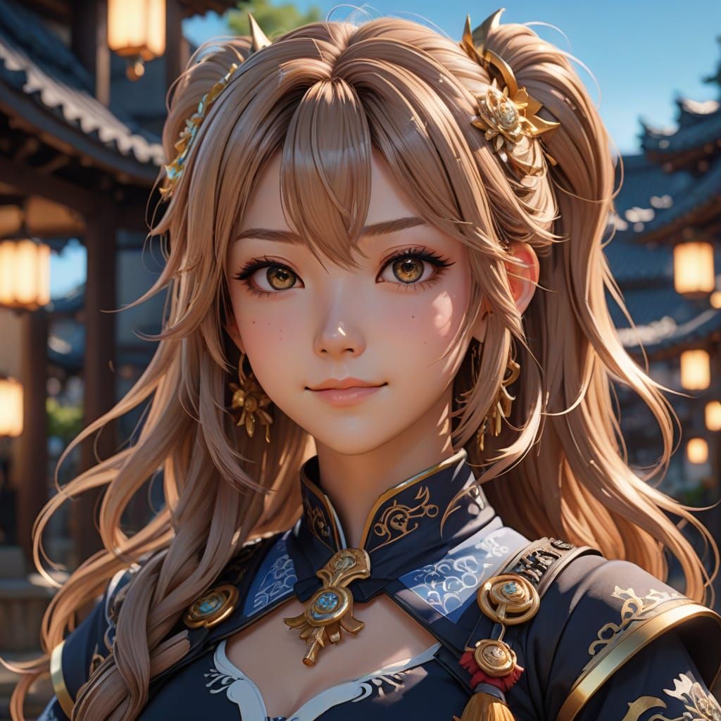 Japanese Gyaru Anime Portrait in Hyper-Realistic 3D