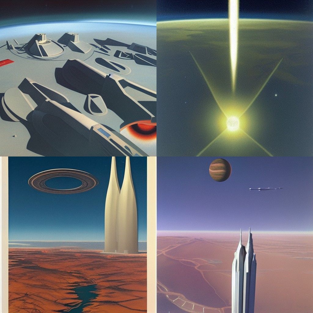Striking Planetary System in Space Art Style