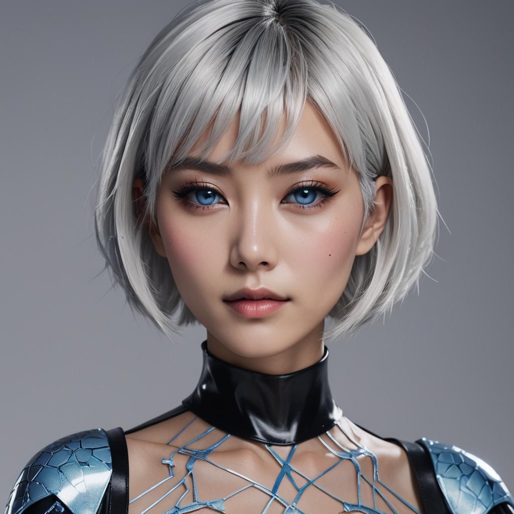 Japanese Woman in Feline Costume, Digital Art