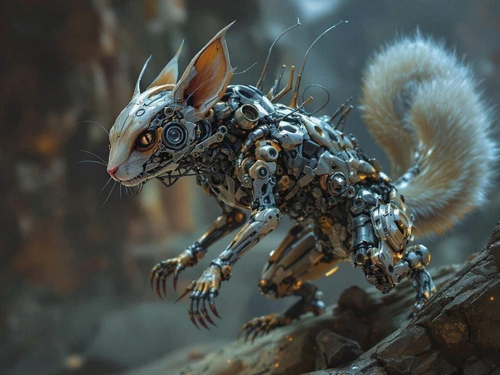 Futuristic Cyborg Squirrel Illustration