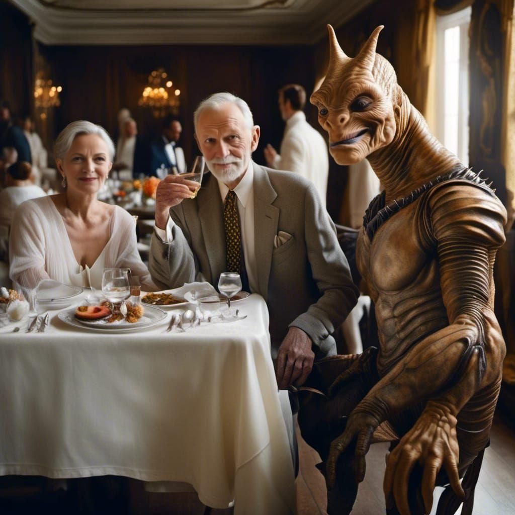 Hyperrealistic Alien Party Inspired by 20th Century Art