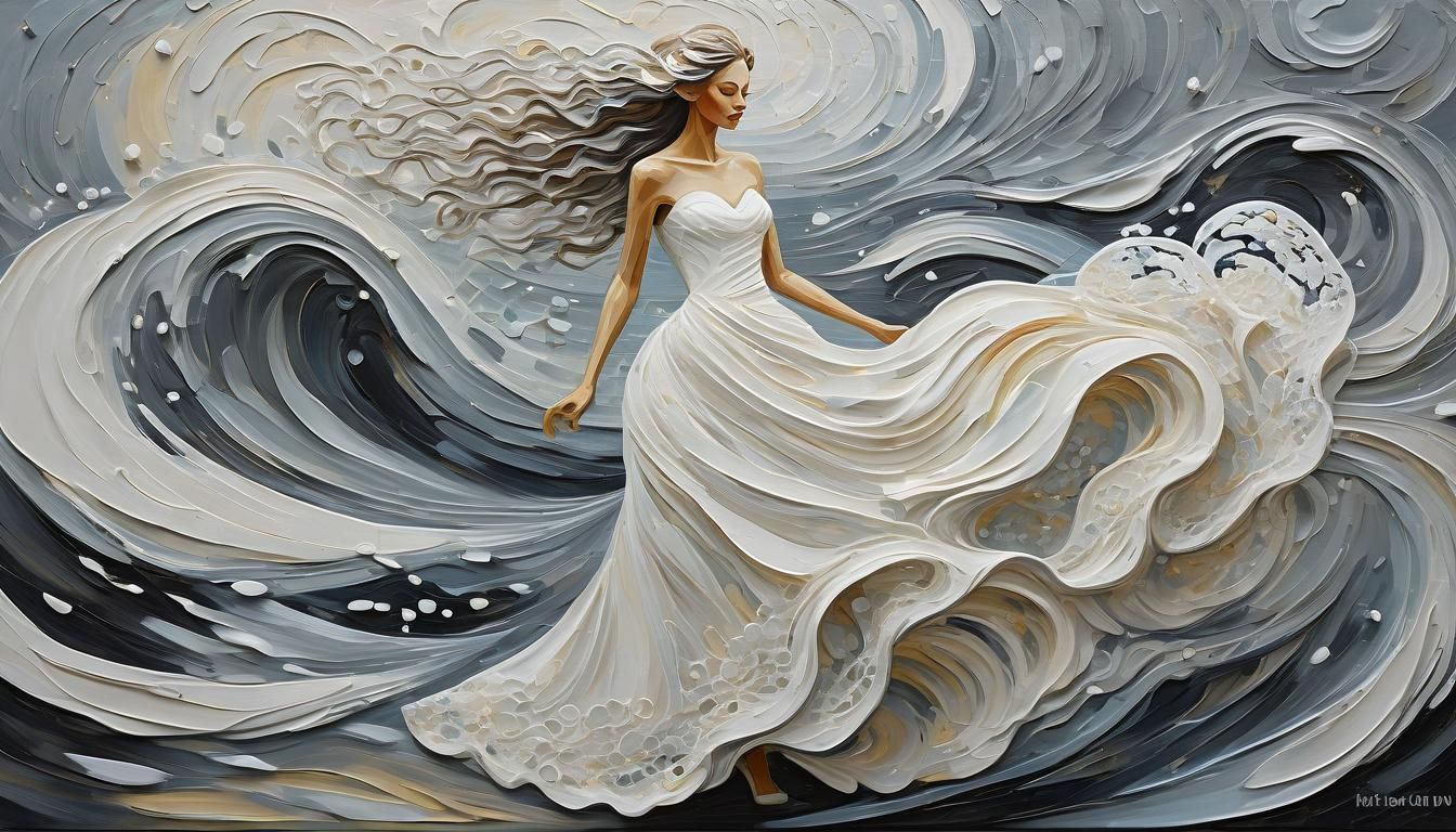 Runaway Bride Impasto Painting in Ethereal Style