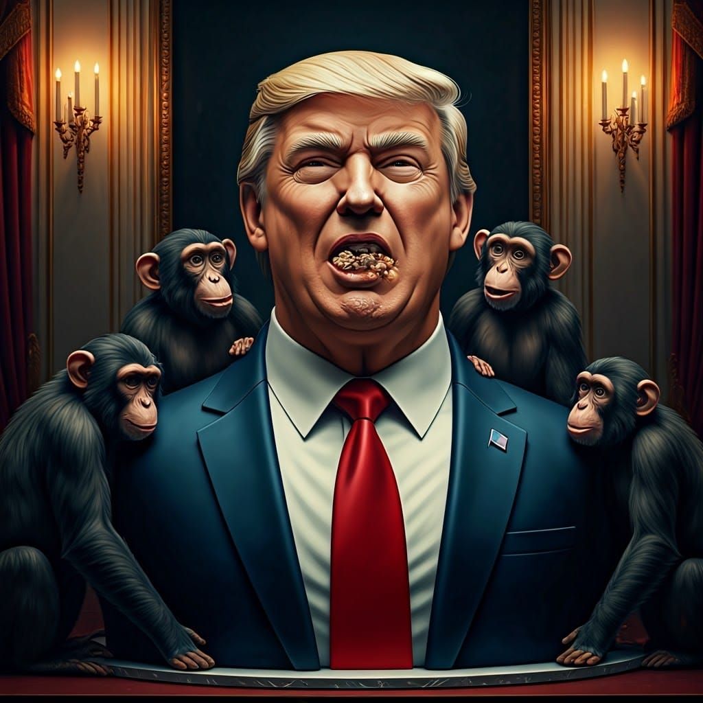 Donald Trump Cake Bust Eaten by Monkeys