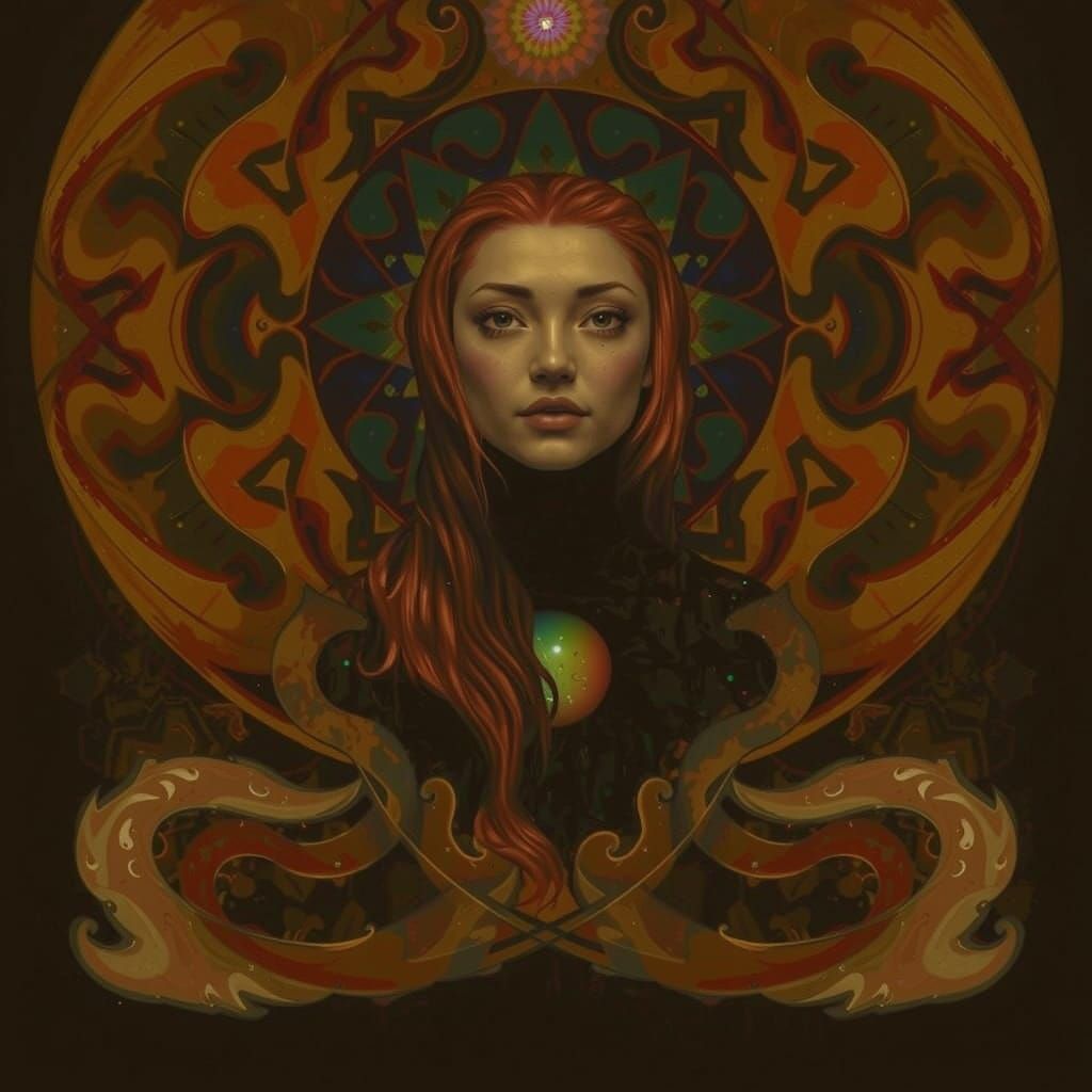 Abstract Expressionism with Iridescent Swirling Patterns