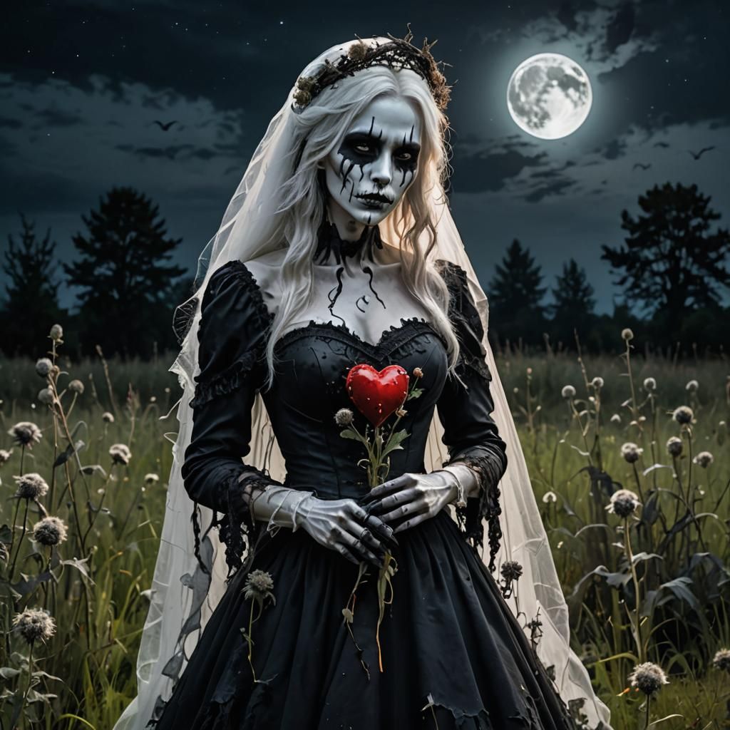 Creepy Ghost with Bloody Heart and Black Goo