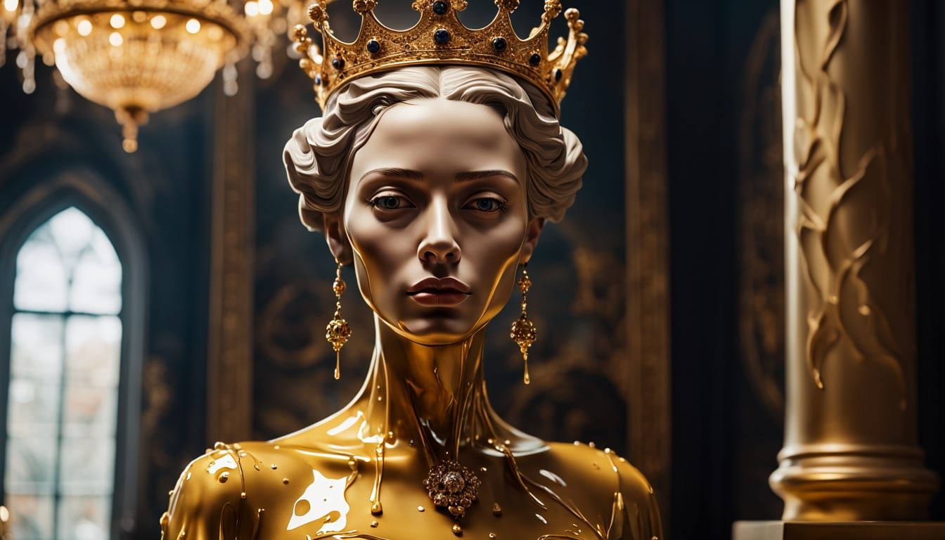 Melting Wax Queen in Surreal Oil Painting