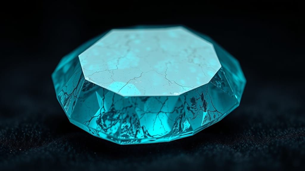 Vibrant Turquoise Gemstone Close-Up: Hyperrealistic Film Sti...