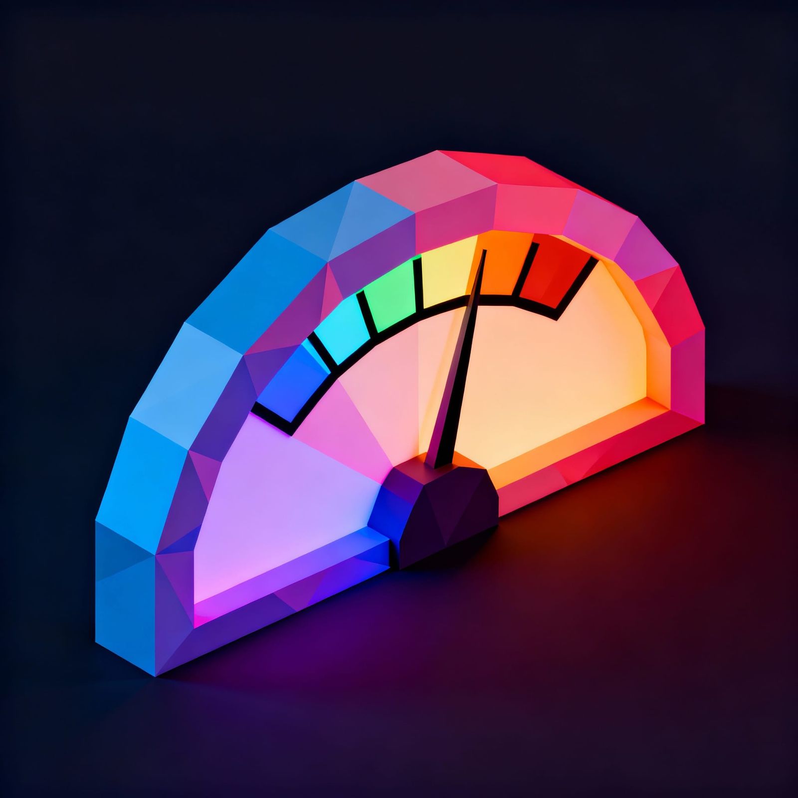Low Poly Isometric VU Meter with Vibrant Colors