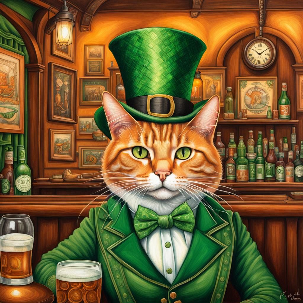 Ginger Cat Celebrates St. Patrick's Day