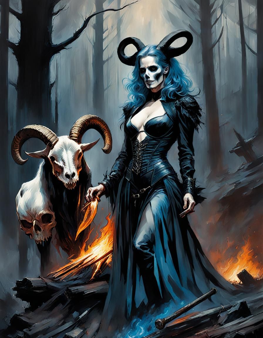 Jessica Chastain Performing Demonic Ritual Watercolor Illust...