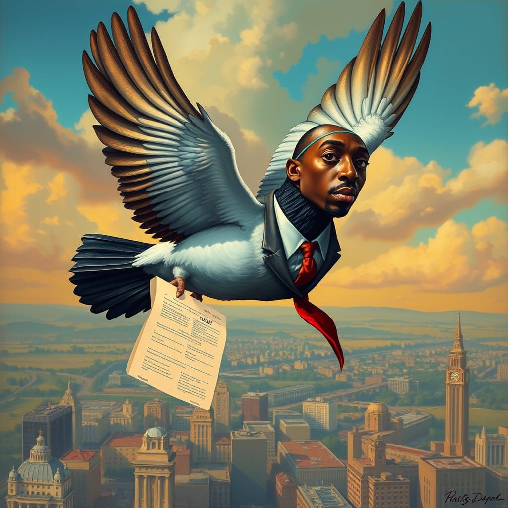 Pigeon with Tupac's Face Flies for Democracy