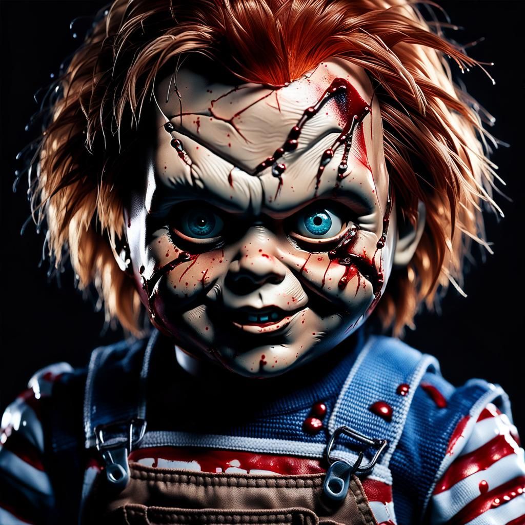 Hyperrealistic Horror Portrait of Chucky Doll