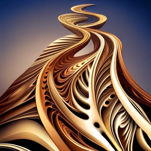 Golden Tears Abstract Vector Fractal in 3D