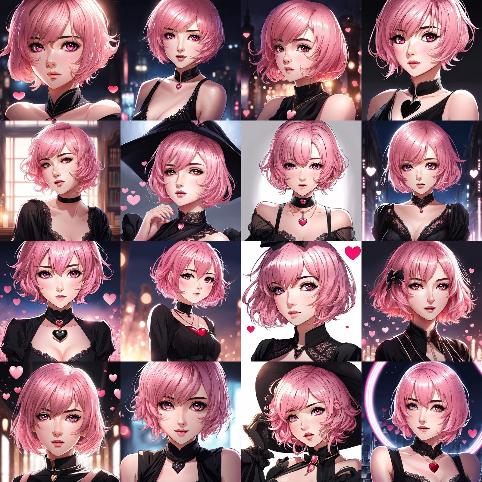 Anime Portrait of Pink-Haired Woman with Heart Pupils
