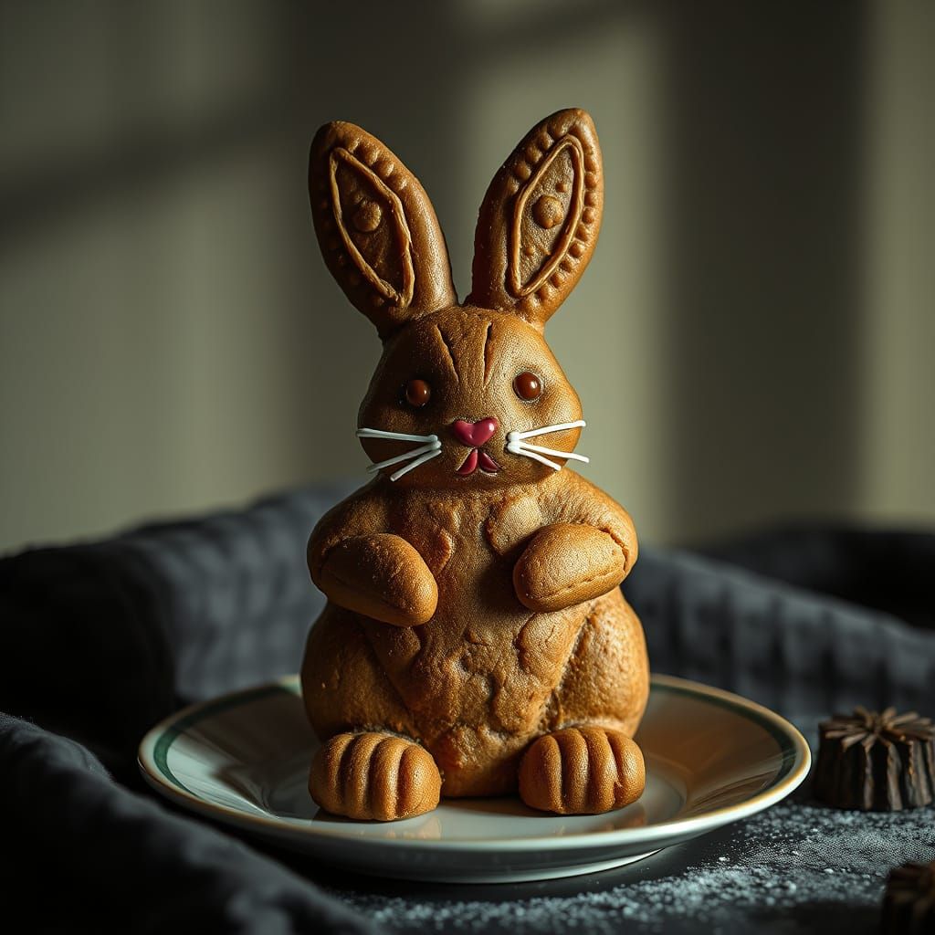 Majestic Gingerbread Rabbit in Hyperrealistic Splendor