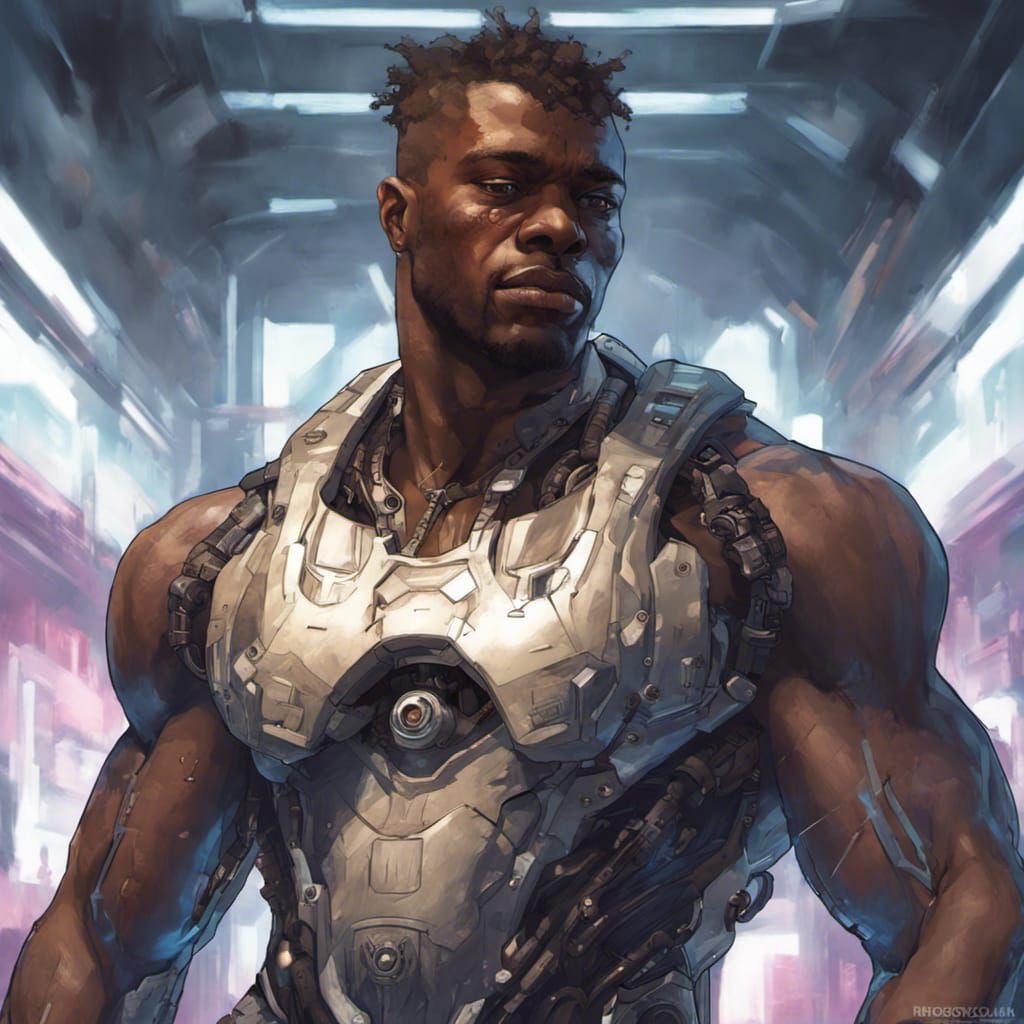 Cyborg Portrait in Cyberpunk Style, Detailed 8K Art