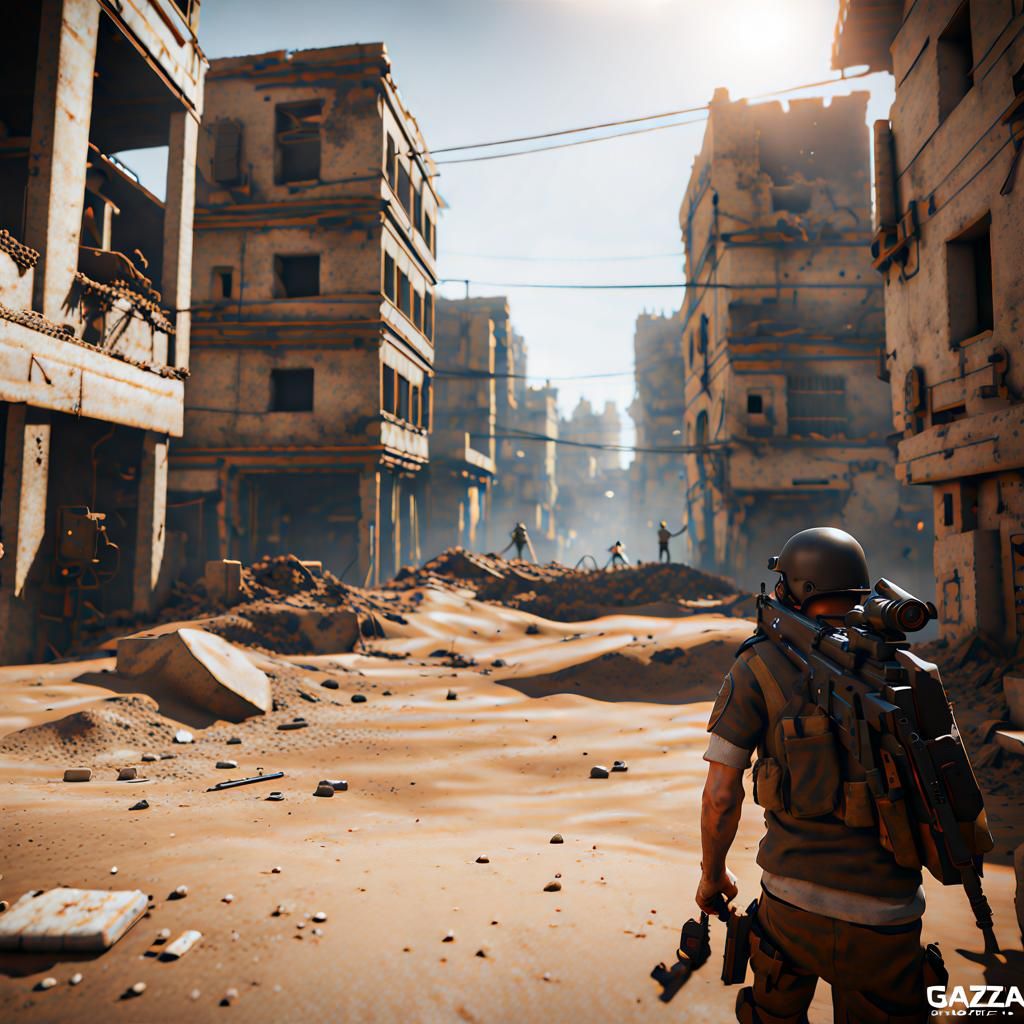 Gaza in 3D: Cinematic Game Graphics, 8K Render