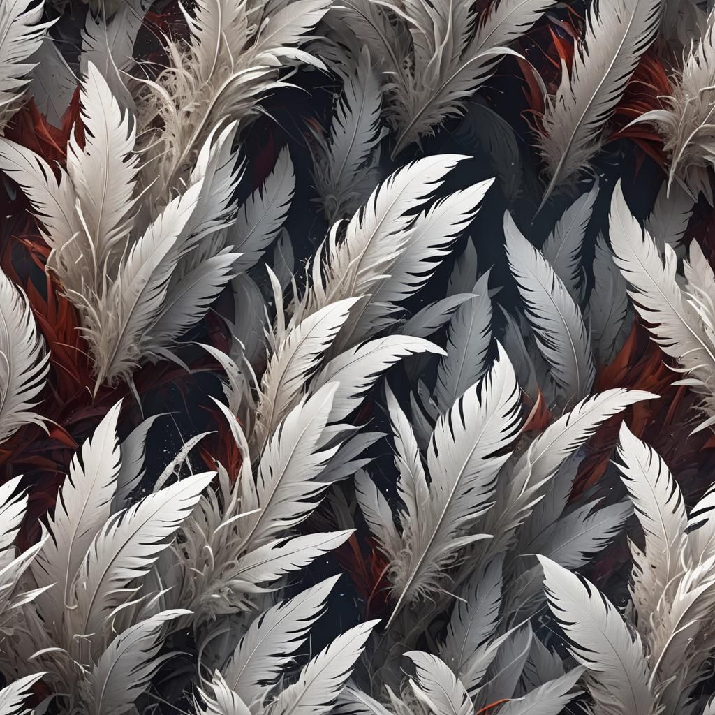White Feathers in Motion: Detailed Matte Painting