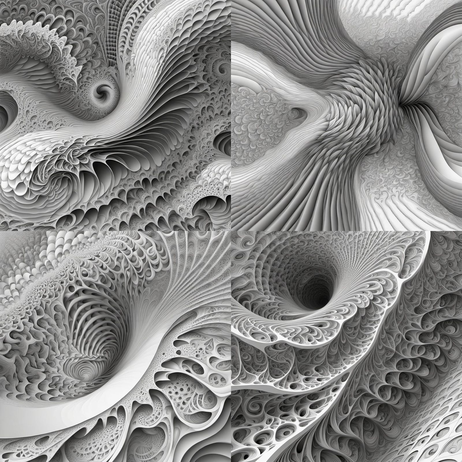 Abstract Vector Fractal with Zentangle and 3D Shading