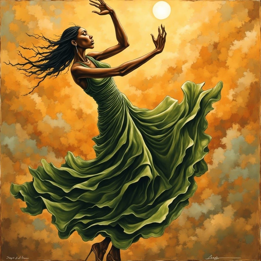 Asian Dancer's Glitch Dance in Manga Art Style