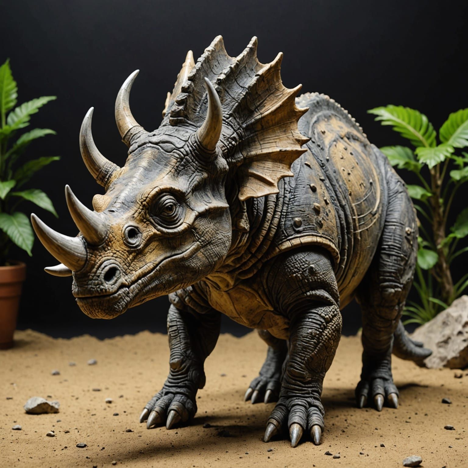 Detailed Triceratops in Jurassic Period Habitat