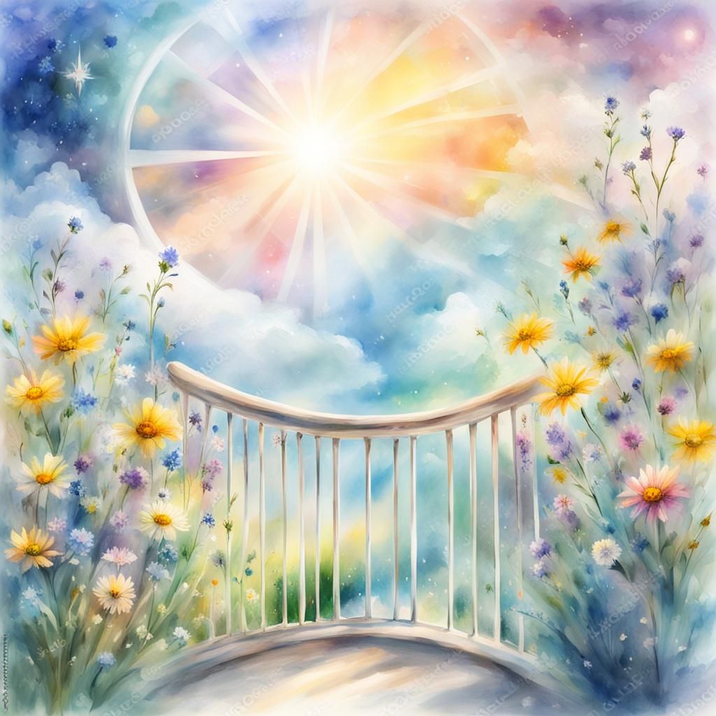 Abstract Glass Stairway to Stars in Watercolor