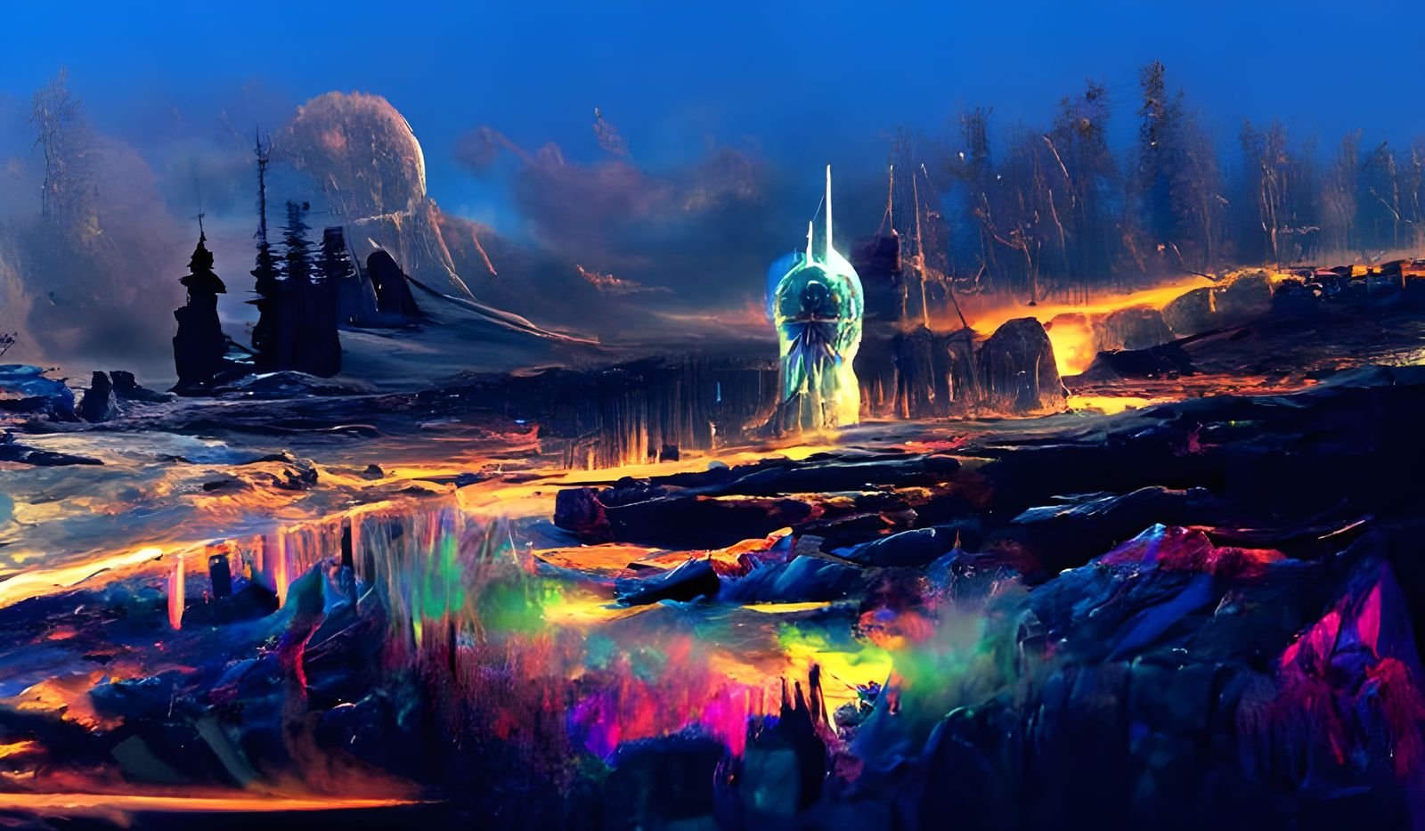 Psychedelic Northern Lights Mandala: Digital Matte Painting