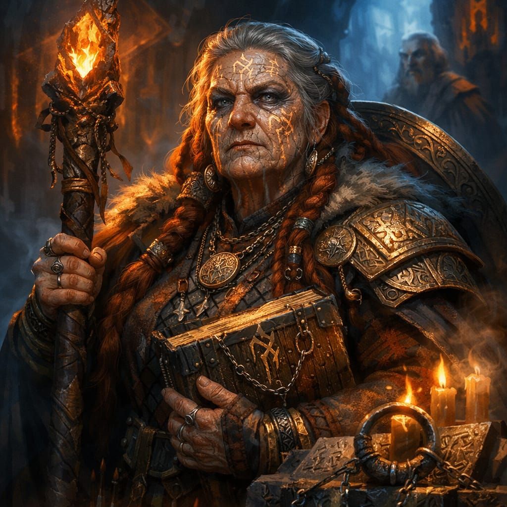 Rune-Seer Helga Varn: Shield Dwarf Cleric