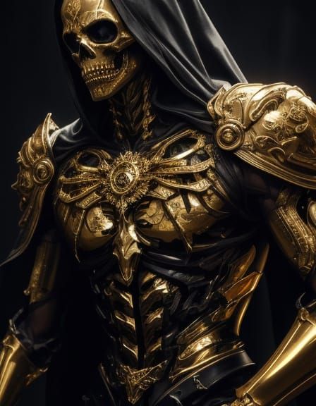 Golden Skeleton in Dark Abstract Kivarez Style