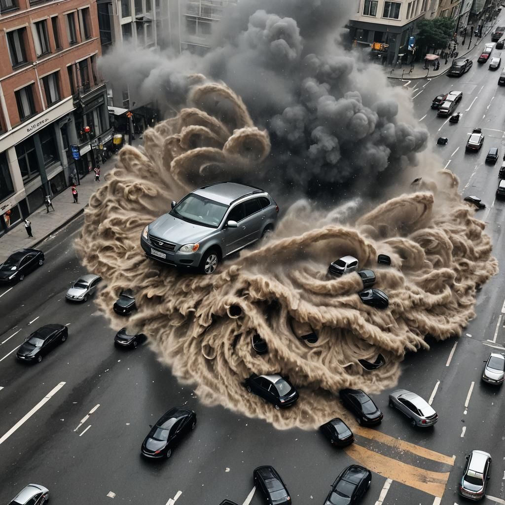 Destructive Whirlwind Devastates Urban Landscape