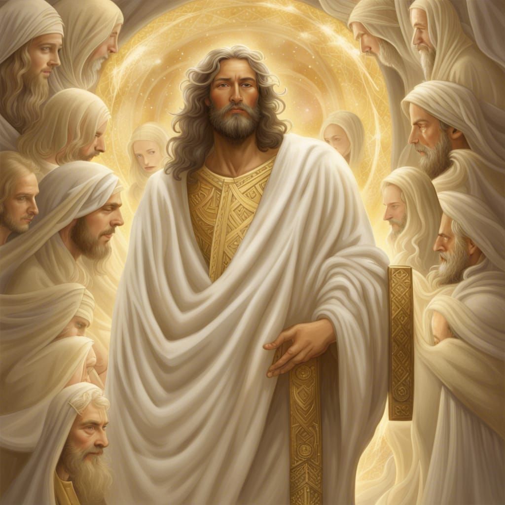 Biblical Figure in Golden Light, Detailed Matte Painting