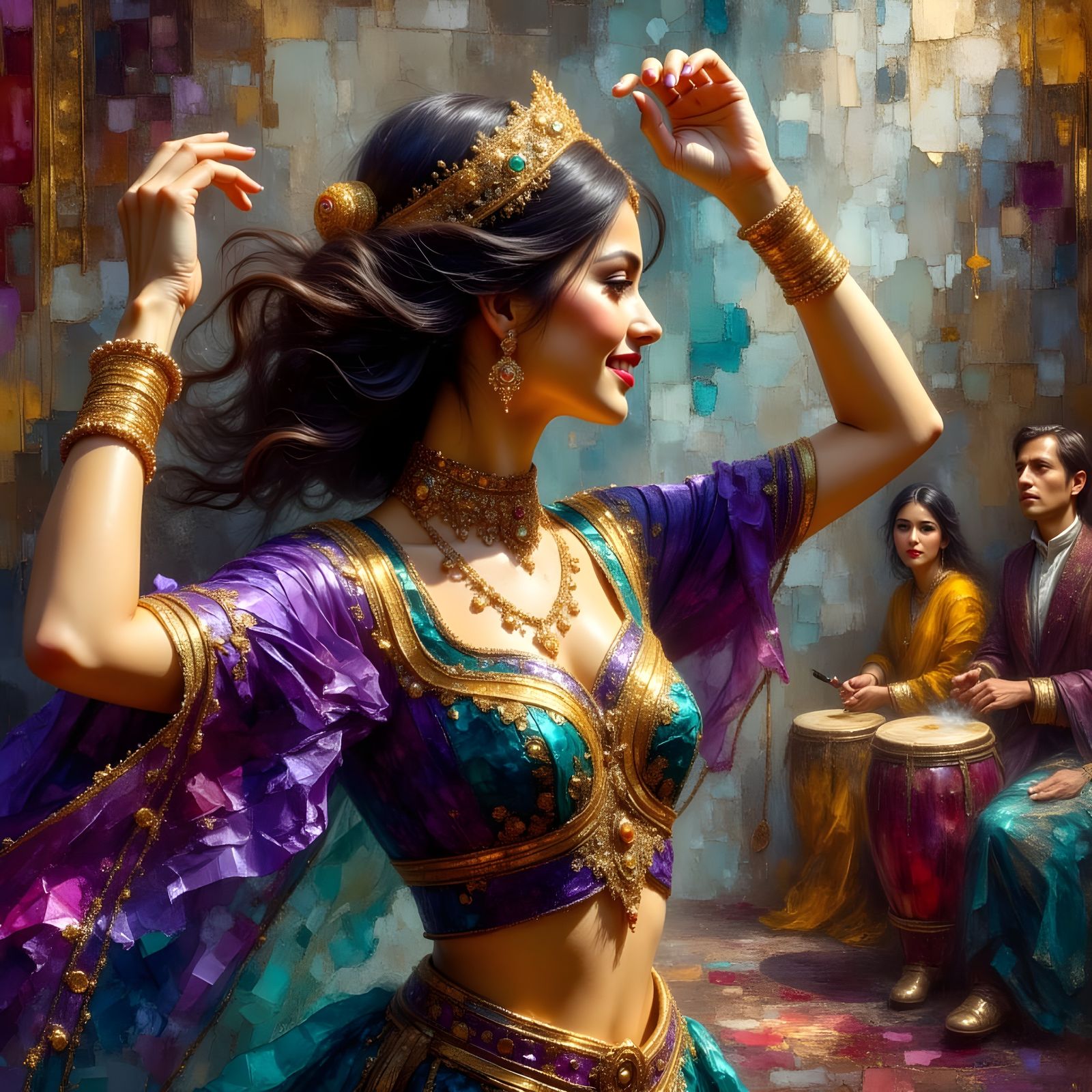 Ethereal Arabian Dancer in Ornate Bedlah Costume