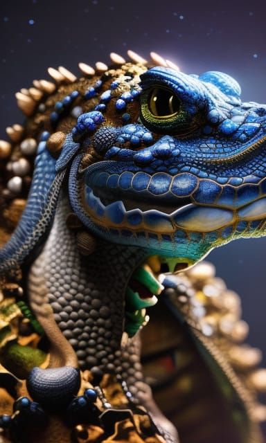 Bioluminescent Alligator Portrait in Detailed Triadic Style