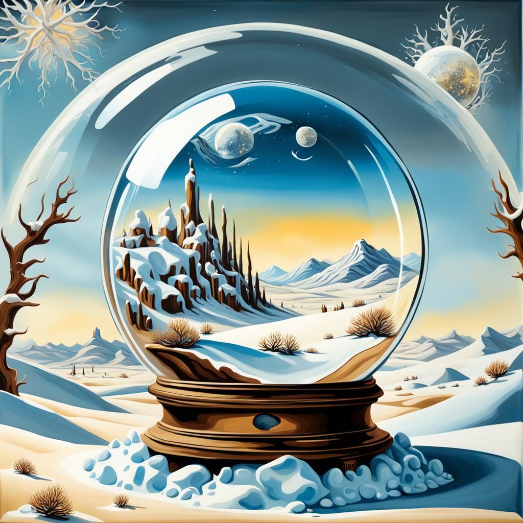 Surreal Desert Snow Globe, Dali Style