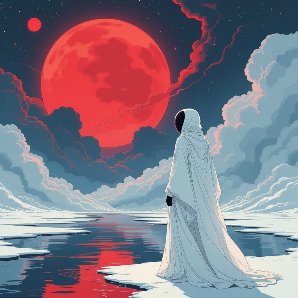 Post-Human Figure at Cosmos Edge in Psychedelic Art