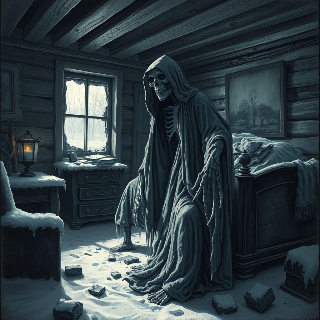Ethereal Specter Haunts Winter Cabin
