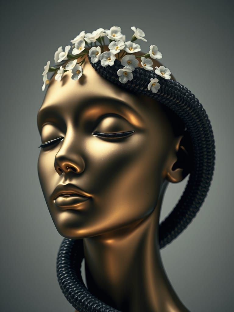 Elegant Metallic Figure in a Luxurious Composition