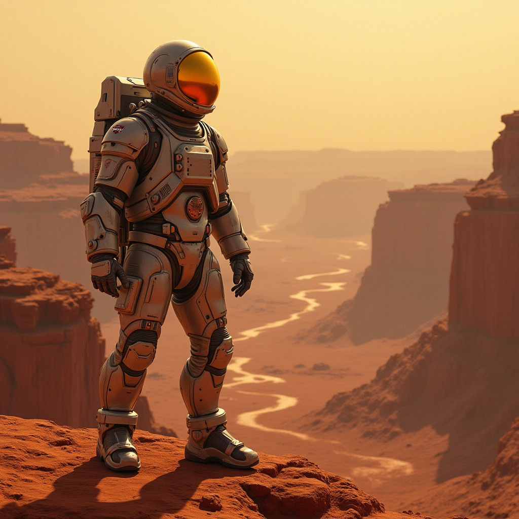 Astronaut on Mars in Sci-Fi Art Style