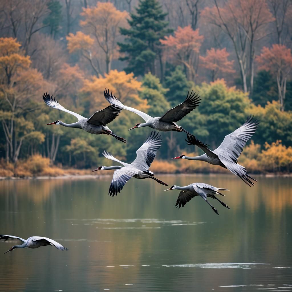 Cranes in Flight: Professional Photography with Bokeh