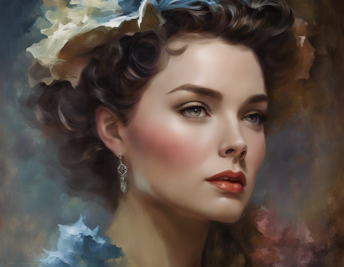 Jane Wyman Portrait in Ethereal Impasto Style