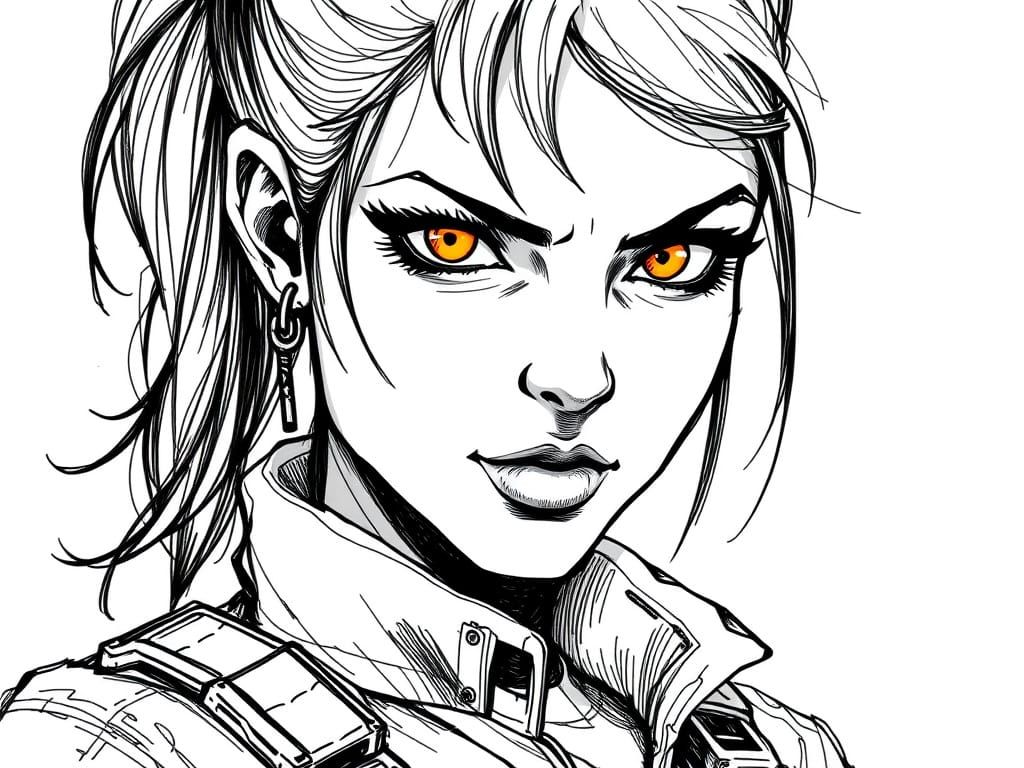 Stylish Supervillain: Ink Sketch-Style Portrait