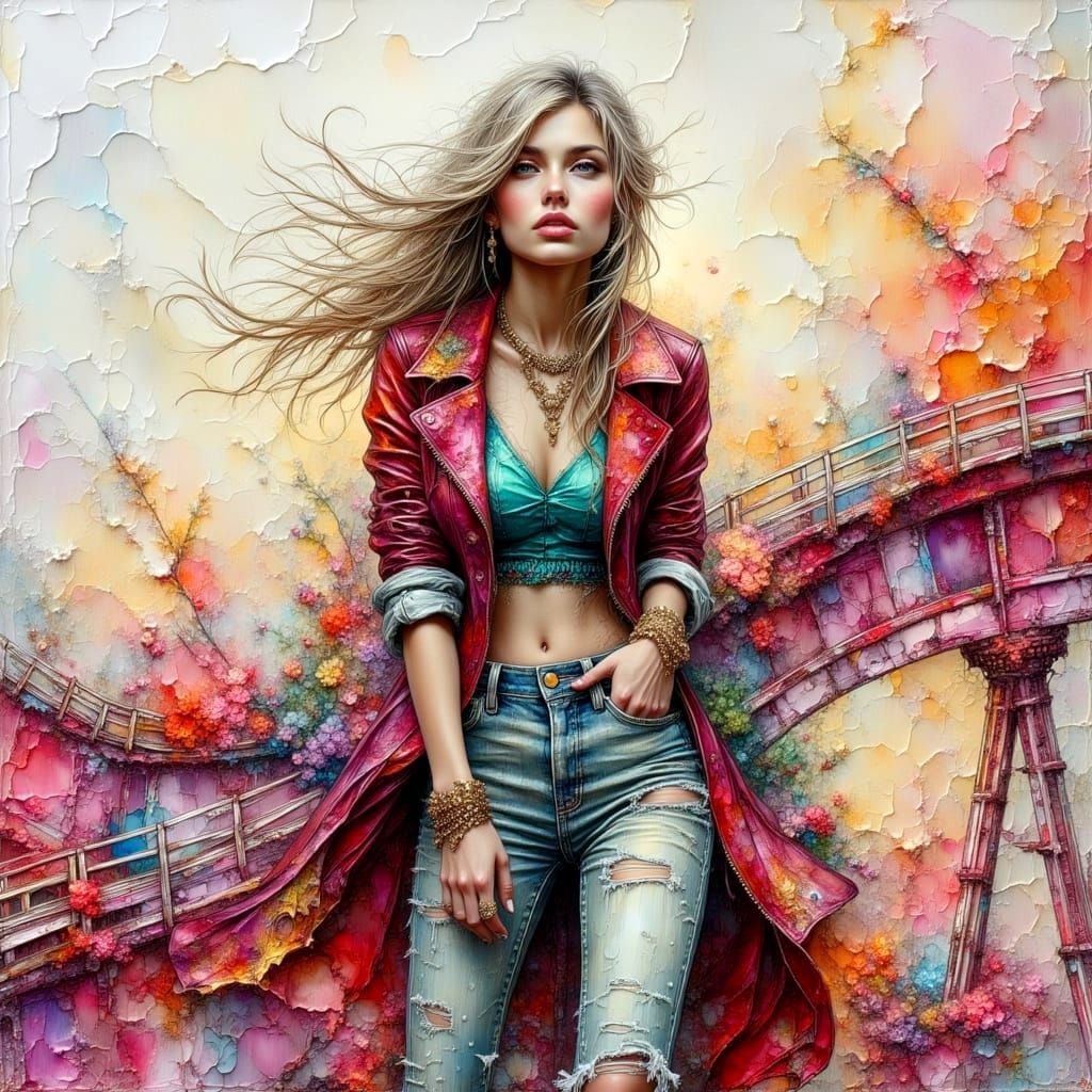 Impasto Roller Coaster Ride in Soft Watercolors