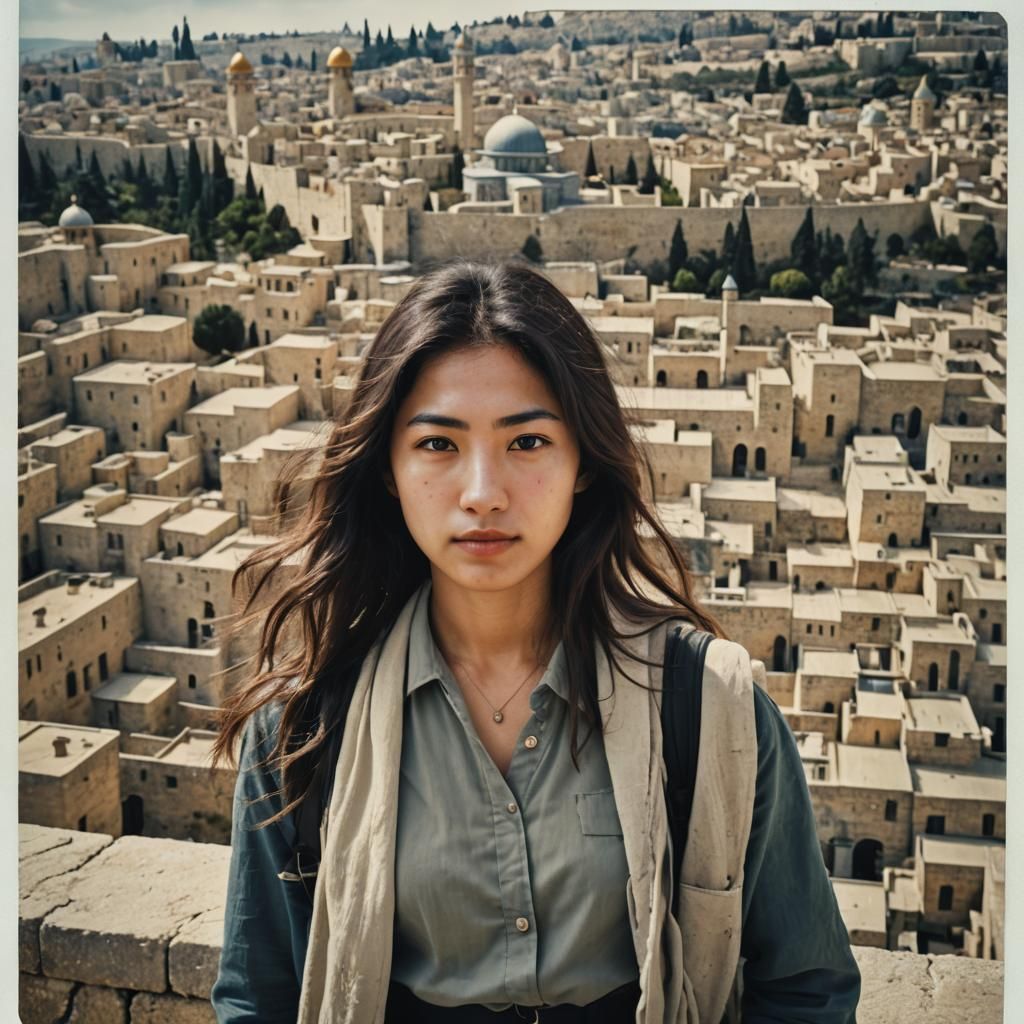 Beautiful Jewish Asian Woman Portrait in Jerusalem