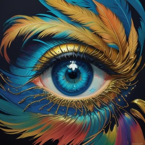 Mystical Bird Creature in Abstract Expressionism Style