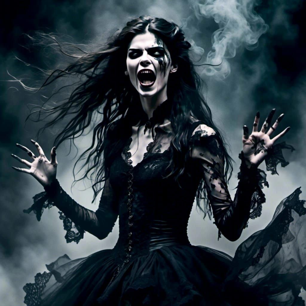 Terrifying Banshee Hand in Surreal Watercolor Style